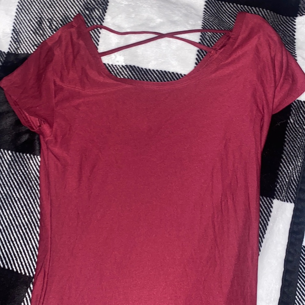Red shirt, very soft spandexy material. Color: red
